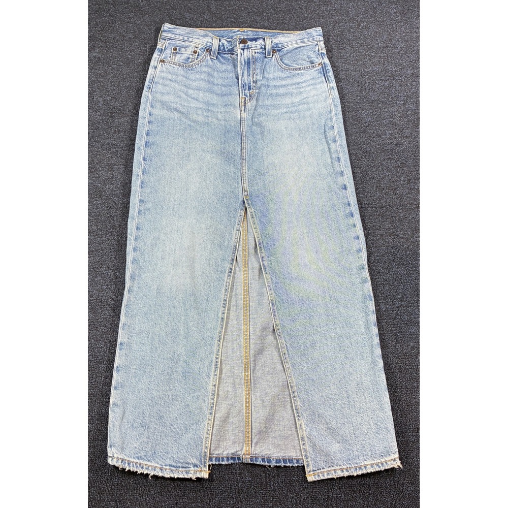 Levi's Premium Maxi Skirt Womens 26 [Fits 29] Y2K Front Slit Light Wash Cotton
